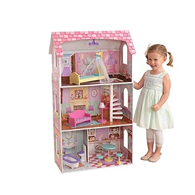 KidKraft 65179 Maison de poupées en bois Penelope incluant accessoires et mobilier, 3 étages de jeu pour poupées 30 cm