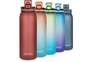 Opard Sports Water Bottle, 900ml BPA Free Non-Toxic Tritan Plastic Drinking Bottle with Leak Proof Flip Top Lid for Gym Yoga Fitness Camping