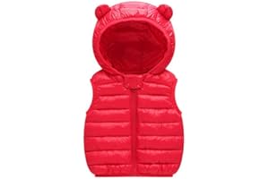 Odziezet Gilet Piumini con Cappuccio Cappotto Imbottito Senza Manica da Bambini Zip Up Giubbotto Impermeabile Invernale 0-36 Mesi