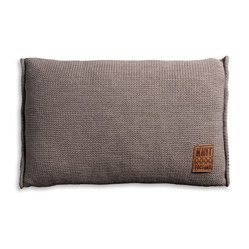 Knit Factory 1131329 Dekokissen Strickkissen Uni mit Füllung, 60 x 40 cm, taupe