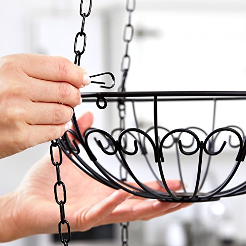 Chefarone Hängekorb – Obstkorb Set zum Hängen 3-tlg – Küchenampel mit 130cm Kette für extra viel Platz – Obst Etagere auch geeignet als Gemüsekorb – Landhaus Hänge-Etagere matt schwarz – Gemüseampel mit 28cm Durchmesser – Belastbar bis 5kg - 3
