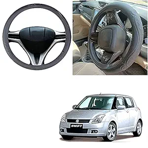 Auto Pearl - Ring Type Car Steering Wheel Cover Universal Genuine PU Non-Slip Natural Rubber Well Padded Grip Breathable Leatherite for - Swift Type 1 ( Snapon Bone Black)