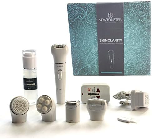 Ava Moritz SKINCLARITY - A 5 in 1 Handheld Electric Facial Cleansing Beauty Brush System with Epilator, Callus Remover, Lady Shaver and Rolling Massager attachments - Interchangeable Heads
