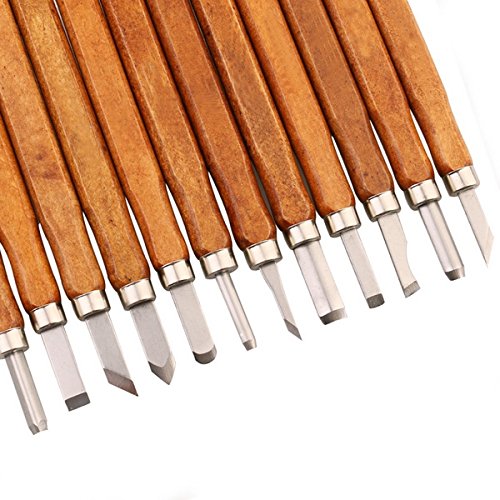 LIVEHITOP 12 PCS Meißel Schnitzmesser Set, Holzschnitzwerkzeug Stechbeitel Schnitzen Wood Carving Messer Werkzeug für Holz Skulptur Griff Wax DIY Craft (12 Stück) - 3