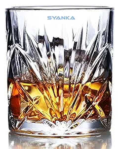 Syanka Imperial Opera Design New Old Fashioned Whiskey Glass Set of 6 (Barware for Scotch, Bourbon, Liquor and Cocktail Drinks, 300 ML)