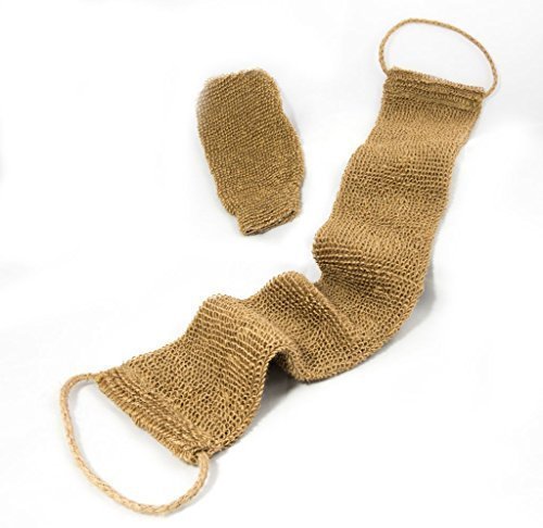 Back and Body Scrubber, Hemp, Natural Exfoliating, Durable Machine Washable, Free Mitt.