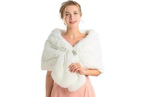 Unicra Châle en fausse fourrure marron pour femme - Écharpe de mariage en fausse fourrure de renard pour mariée et demoiselles d'honneur