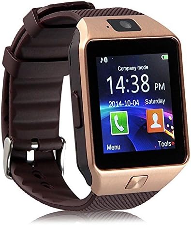 Jiazy Bluetooth Smartwatch Support GSM SIM Card Sleep Monitor Pedometer With Camera for samsung android watch Smartphone (Gold)(QR doesn't support iOS)