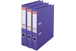 Esselte VIVIDA A4 Lever Arch File, 50 mm Spine, 250 sheets Capacity, PP, Plastic Cover, Files & Folders, Violet, 3 Pack, 624287