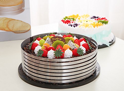 Somine Edelstahl verstellbare Tortenbodenteiler Scalable Kuchenring Schicht Kuchen Slicer von 23cm bis 30cm im Durchmesser- Für Kuchen, Mousse, Gebäck - 5