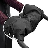 Kinderwagen Handwärmer, IWILCS Extra Dick Fleece Innenseite Handmuff Handschuhe Universalgröße für Kinderwagen Buggy Radanhänger, Wasserfest und windfest(Schwarz) - 5