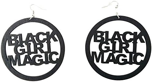 Black Girl Magic Earrings / Natural Hair / African American Woman Earring / Wood Jewelry โฆ