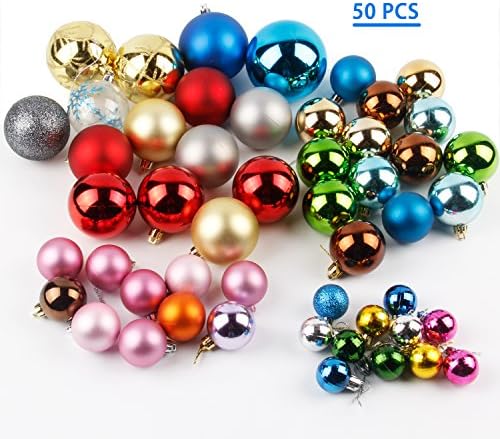 Christmas Ball: 50 Pieces Multi-color Various Sizes Barrel Plating Glaze Finish Solid Color Christmas Balls Ornaments