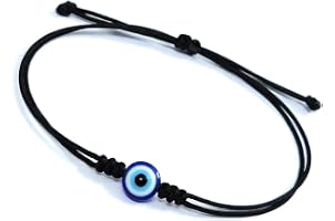 KAISHWIN Blue Evil Eye Beads Handmade Adjustable Black Thread Bracelet For Man And Woman
