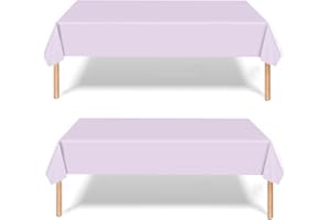 ATBEAMEN 2Pcs Light Purple Party Tablecloth Decorations for Birthday, Disposable Table Cloth Covers, Dining Tablecover for Indoor or Outdoor Kid Wedding Birthday Picnic Party Decorations