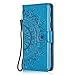 Produktbild iPhone Xs Max Hülle, Bear Village® Leder Flip Hülle Mandala Blume Brieftasche Slim Hülle mit Multi-funktion Ständer und Kartenfach für Apple iPhone Xs Max (#4 Blau)