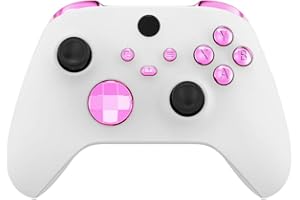 eXtremeRate Replacement Buttons for Xbox Core Wireless Controller, Chrome Pink Glossy Custom LB RB LT RT Bumpers Trigers Dpad ABXY Start Back Sync Share Keys Parts for Xbox Series X & S Controller