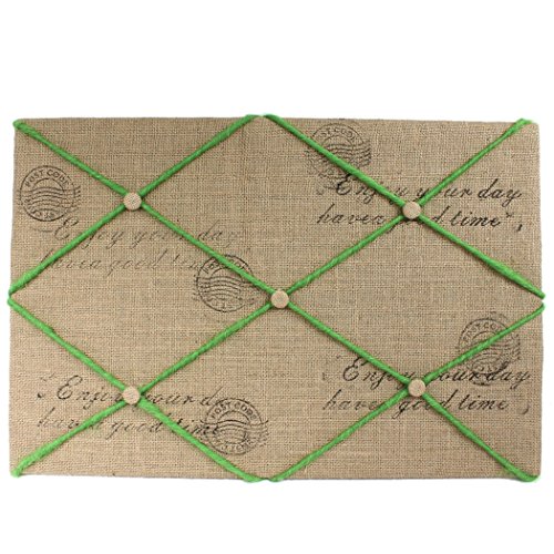 Grosses Memoboard Pinwand aus Jutestoff ~ natur/grün ~ GILDE ~ 61 x 41 cm