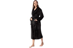 Vislivin Fluffy Bathrobe for Women Soft Fleece Dressing Gown Ladies Warm Loungewear Robe