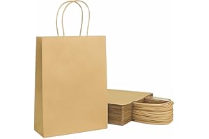 masquepack - Pack 10 Unidades Bolsas de Papel Kraft Marrón 30x18x29 cm con Asa Rizada, Reciclables y Resistentes (Kraft Marrón, 30x18x29 cm - Pack 10 Unidades)