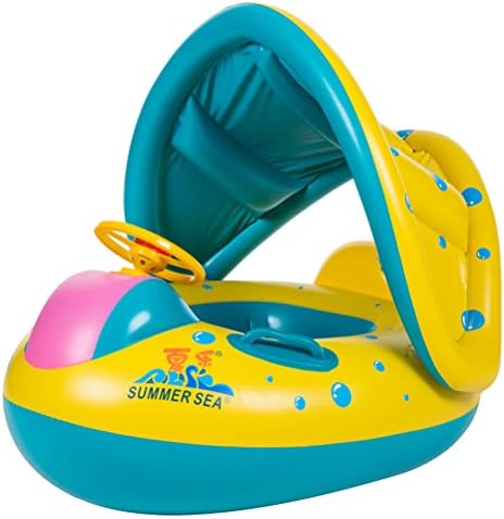 JMM Baby Pool Float Baby Inflatable Swimming Ring with Sun Canopy Floating Toys Pool Boat Sunshade for kids children