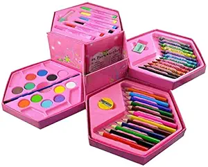 shubh colors box color pencil ,crayons, water color, sketch pens set of 46 pieces for girls- Multi color