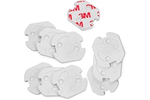 REQAG 10pcs Cache Prise Bébé - Mécanisme Tournant Adhésif (sans Clés) pour la Sécurité Enfant domestique, Couvercle de la Prise Courant