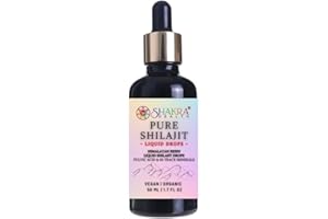 SHAKRA HEALTH Shilajit Liquid Drops [50ml] Pure & Potent, High Strength Purified Resin. Authentic, Organic Himalayan Fulvic, Humic +85 Trace Minerals. Vegan.