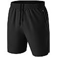 HMIYA Men's Sport Shorts Quick Dry Running Gym Casual Short Lightweight with Zip Pockets