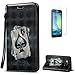 Produktbild Samsung Galaxy A5 2015/A500FU PU-Leder Etui [mit Frei Displayschutz] Funkeln 3D Bewirken Dekorativ Muster Prämie Synthetik PU-Leder Brieftasche Entwurf mit Kartenhalter Slot und Trageschlaufe Buchstil Folio Flip Stark Magnetisch Schließung Intelligent Stand-Funktion Stoßfest Innere Weich Gummi Stoßstange Passt perfekt Ganzkörper Schützend Fall Abdeckung Haut Schale Hülle für Samsung Galaxy A5 2015/A500FU-Ace of Spades
