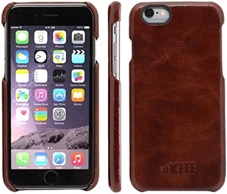 atKITE iPhone 6 / 6S case, Genuine Leather Vintage Style Back Cover Case - Coffee - Ultra Slim - Precise Cut and Design - Handcrafted