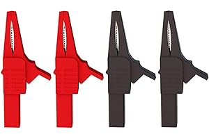 Greluma 4 Stk Hochleistungs Krokodilklemmen, vollisolierte, sichere Krokodilklemmen mit 4mm Bananenbuchse für die elektrische Prüfung von Autobatterien