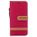 Produktbild Hozor Apple iPhone X/10 Hülle, Bookstyle Leder Handyhülle mit Standfunktion Aufklappbar Schutzhülle Denim Flip Case Wallet Cover mit Kartenfächern - Rot