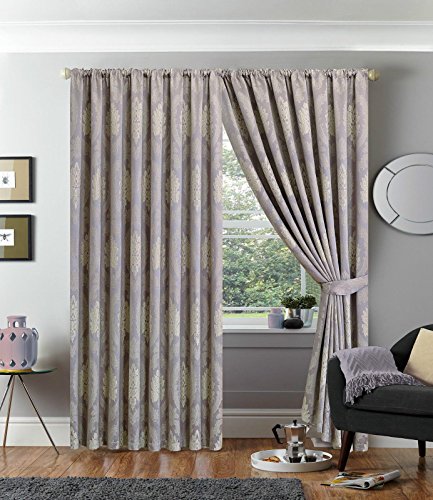 Luxury Jacquard Pencil Pleat Fully Lined Made To Measure Curtains Imperial Rooms Pair Of Betty Grey