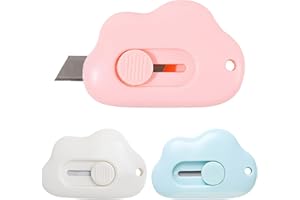 HENGBIRD 3 Pcs Mini Box Cutter, Brieföffner, Cutter Messer, Versenkbare Utility Messer, Tragbar Kartonöffner,Wolkenform Mini Art Cutter für Umschlag Paket Papierschnitt, Papier, Schachtel oder Verpackung