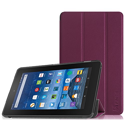 Fintie Fire 7 2015 Hülle - Ultra Slim Lightweight Schutzhülle Tasche Smart Shell Case mit Standfunktion für Amazon Fire 7 Zoll (5. Generation - 2015 Modell) Tablet, Lila