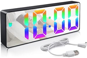 KISUFU Reloj Despertador Digital con Pantalla LED de Temperatura, Reloj de Dormitorio led con 12/24 Horas,Cargador USB,LED Pantalla Reloj Alarma Inteligente de Oficina Familiar.
