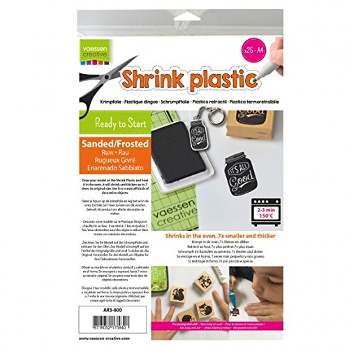 Vaessen Creative AR3-800 Schrumpffolie Mattiert Satiniert A4, 25 Blatt, Plastic, sanded, 21 x 29.8 x 0.3 cm