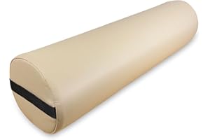 ZEN MASSAGE WARE Zen – Cojin rulo para camillas de Masaje y Fisioterapia 60x15x15 cm - Cojin cilindrico para Rodillas, Tobillos y Cuello - Cojines cilindricos con Funda de imitación de Cuero PU Crema