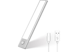 JVURICE Schranklicht mit Bewegungsmelder, LED Schrankbeleuchtung,20cm Ultradünnes Aluminium 6500K & Dimmbar, 1500mAh USB Akku Beleuchtung, Magnetlampe Kabellos für Flur Küche Treppe (1er Pack)