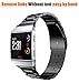 Produktbild Loveblue für Fitbit Ionic Armband, Fitbit Ionic Zubehör Neuer Ersatz Edelstahl Armband Wristband für Fitbit Ionic Fitness Smart Watch, kein Werkzeug benötigt (Black3)