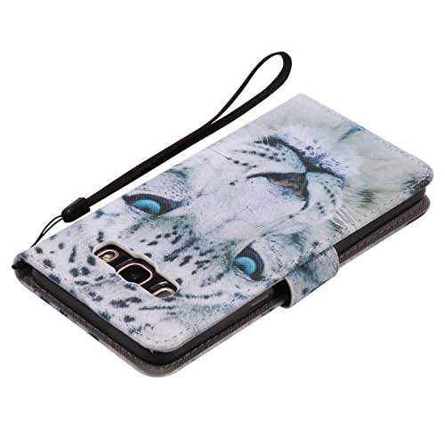 Feeltech Samsung Galaxy J510/J5 2016 Hülle PU-Leder und Brieftasche Bunte Muster Fall mit Magnetverschluss, Hybrid-Kickstand mit Stand-Funktion, schlagen Sie schützende weiche TPU Stoßstangenabdeckung und Kreditkartenhalter für Samsung Galaxy J510/J5 2016 Handgelenk Bügel-Buch-Art-Geldbeutel-Tasche mit 2 In 1 Berühren Sie Stift – White leopard - 7