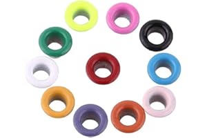 Oumefar 100 zestawów okrągłych metalowych oczek, zestaw narzędzi do dziurkania, kolorowe oczka z podkładkami, aluminiowe oczka 4 mm, do skórzanej tkaniny rzemieślniczej, butów, akcesoriów odzieżowych z tkaniny, różne kolory