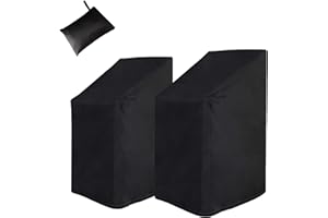 FOZUANEI 2 Packs Garden Chair Covers, Waterproof, Windproof, Anti-UV, Rip Proof 210D Oxford Fabric Reclining Garden Chair Cover- ( Black, 89x89x120cm)