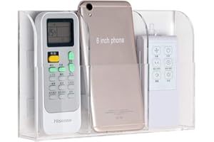 LAMAVIDO Large Size Remote Control Holder Wall Mount Mounted Acrylic, Suitable for Apples TV Cable Remote Transparent -3 slots/ the middle is 8 cm