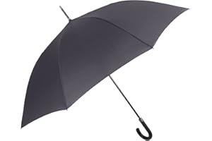 PERLETTI Parapluie Canne Golf Résistant au Vent pour Monsieur - Parapluie Homme avec Ouverture Automatique Grand Solide - Long Parapluie Incassable Léger en Fibre de Verre pour Garçon - Diamètre 120 cm (Gris)