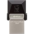 Kingston Technology DTDUO3/64GB DTDUO3/64 GB micro Duo (64 GB, USB 3.0/micro-USB, 5 V, Flash), Black