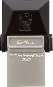 Kingston Technology DTDUO3/64GB DTDUO3/64 GB micro Duo (64 GB, USB 3.0/micro-USB, 5 V, Flash), Black