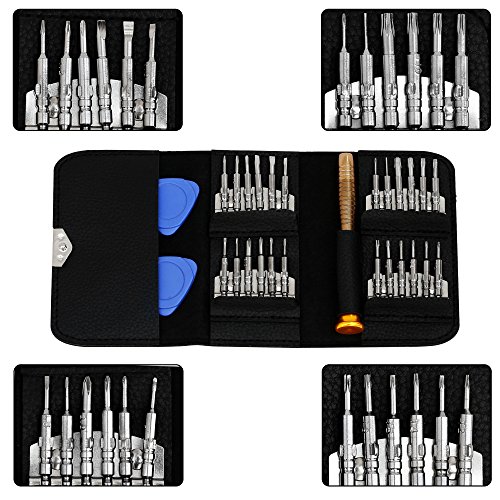 SYCEES Gehärtet Mini Schraubendreher Set inkl. Magnetische Projektmatte, 25-teilig Präzisions Magnetisierbar Wechseleinsätze mit 2 Plektron Reparatur Set für Apple Handy PC Laptop Kamera, Brillen, Uhren iPhone 6 6s plus (25 in 1 Schraubendreher Set & Magnetische Projektmatte) - 2