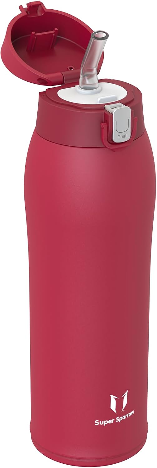 Super Sparrow Water Bottle with Straw - Stainless Steel Travel Mug - 350ml, 500ml, 750ml, 950ml - BPA Free Sports Water Bottle - Insulated Metal Flask - Leakproof Water Bottles for Sports, Travel